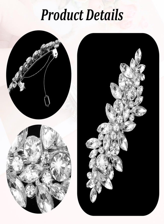 MBAIYO 2Pcs Rhinestone Hair Pins for Women, Silver Bridal Barrettes Vintage Wedding Hairpins Silver Sparkly Crystal Hair Clips for Bridal Brides Wedding - Image 2